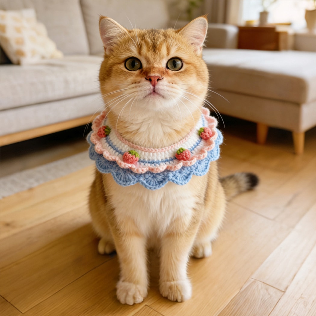 Mokka - Strawberry Decorative Tie Strap Pet Collar