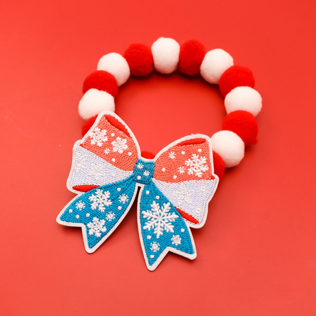 Christmoo - Christmas Bow Pom Pom Cartoon Cat Collar
