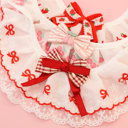 Mokka - Strawberry Cherry Lace Cat Collar