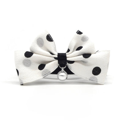 Mokka playful polka dot bow breakaway cat collar in pink with white dots