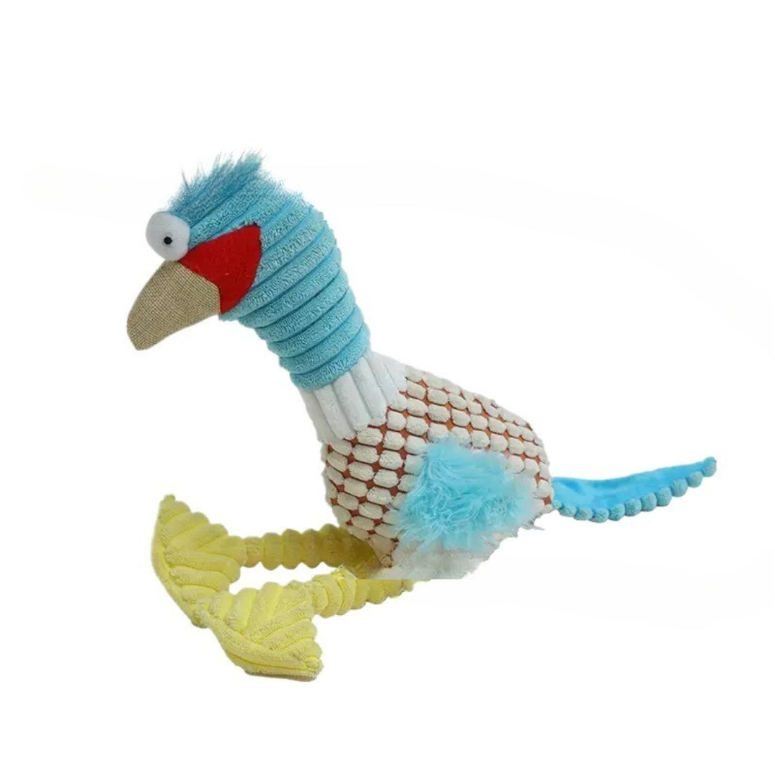 Petkin duck plush dog toy standing upright with extended long legs