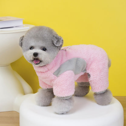 Ozzie - Bear Patch Colorblock Four-Leg Pet Jumpsuit