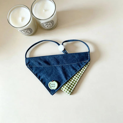 Mokka - Check Button Detail Bib Pet Neckwear