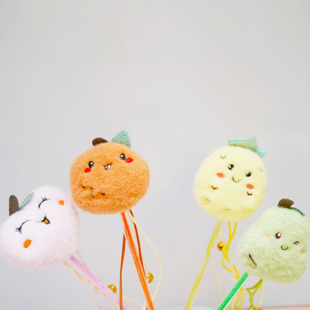 Moo - Cute Fruit with Bell Cat Teaser Wand Toy