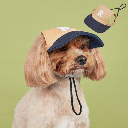 Model wearing Ozzie Letter Dog Baseball Cap, side profile highlighting cap shape
