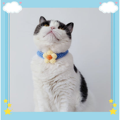 Mokka - Floral Knit Cat Decorative Collar