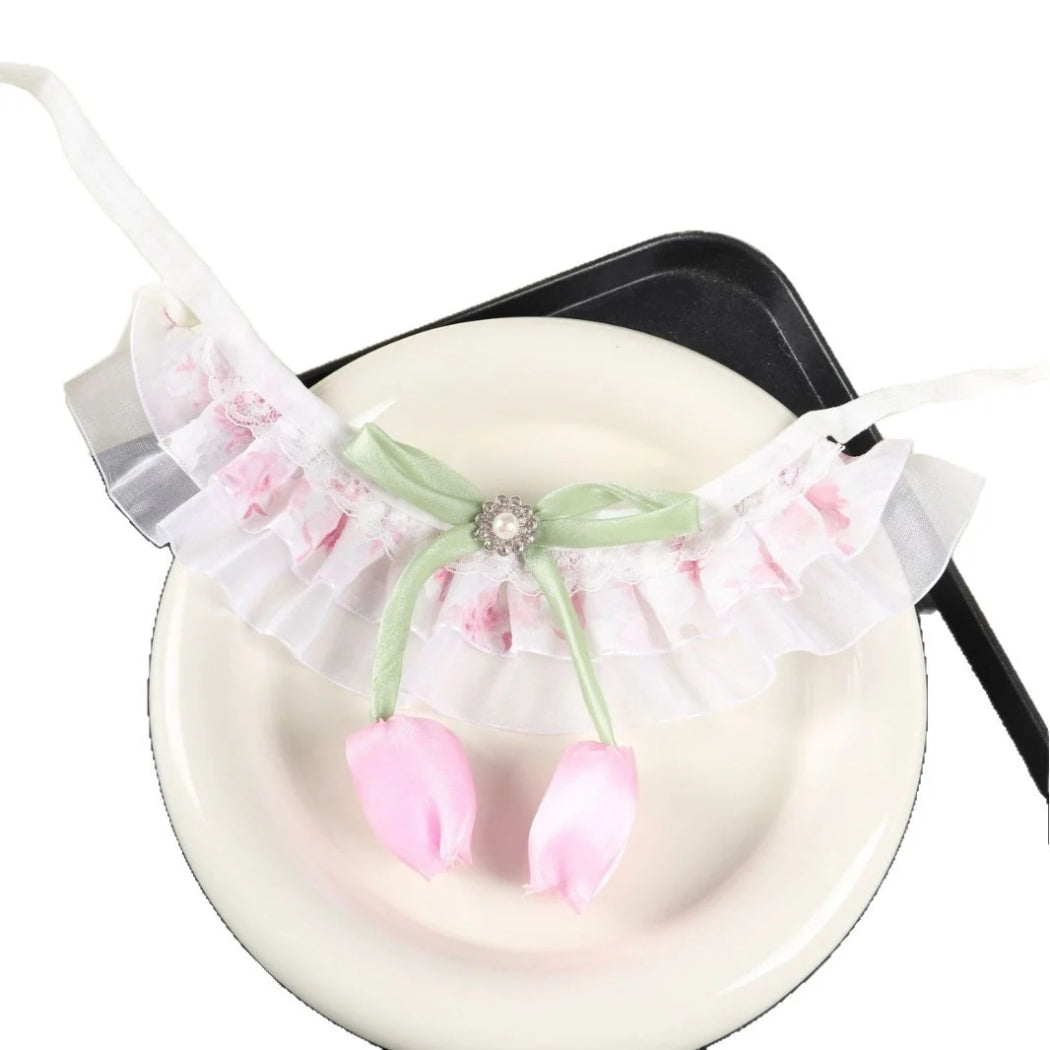 Mokka - Tulip Ruffled Floral Pet Collar