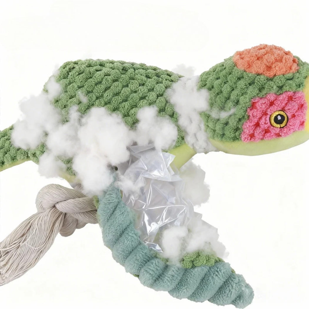 Petkin - Plush Bird with Rope Tail Dog Toy