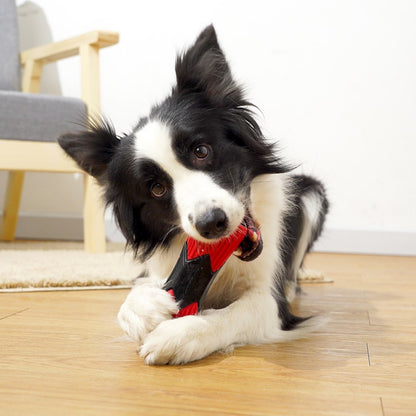 Chewia Cylinder Chew Squeaky Toy with ridged texture on a plain white surface