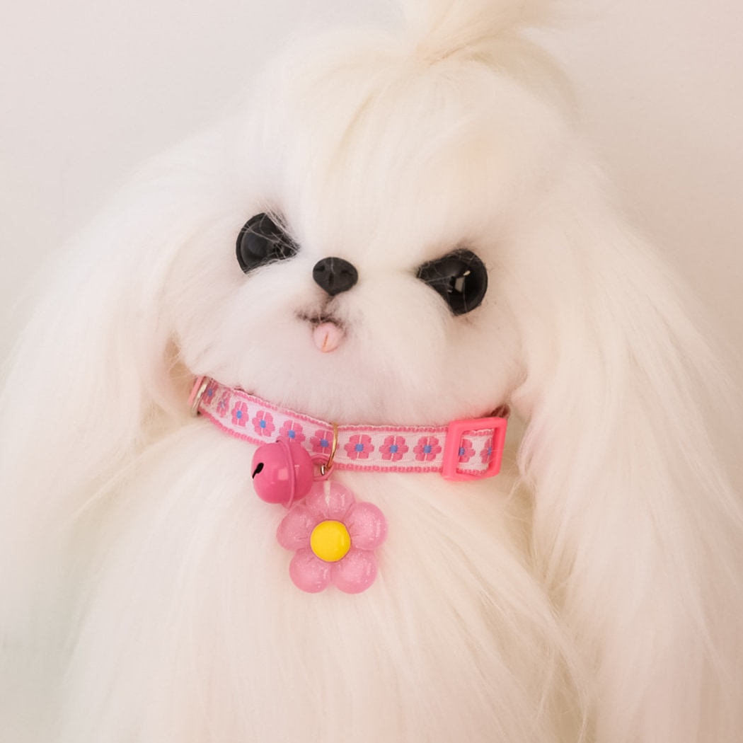 Mokka - Embroidered Flower Bell Cat Collar