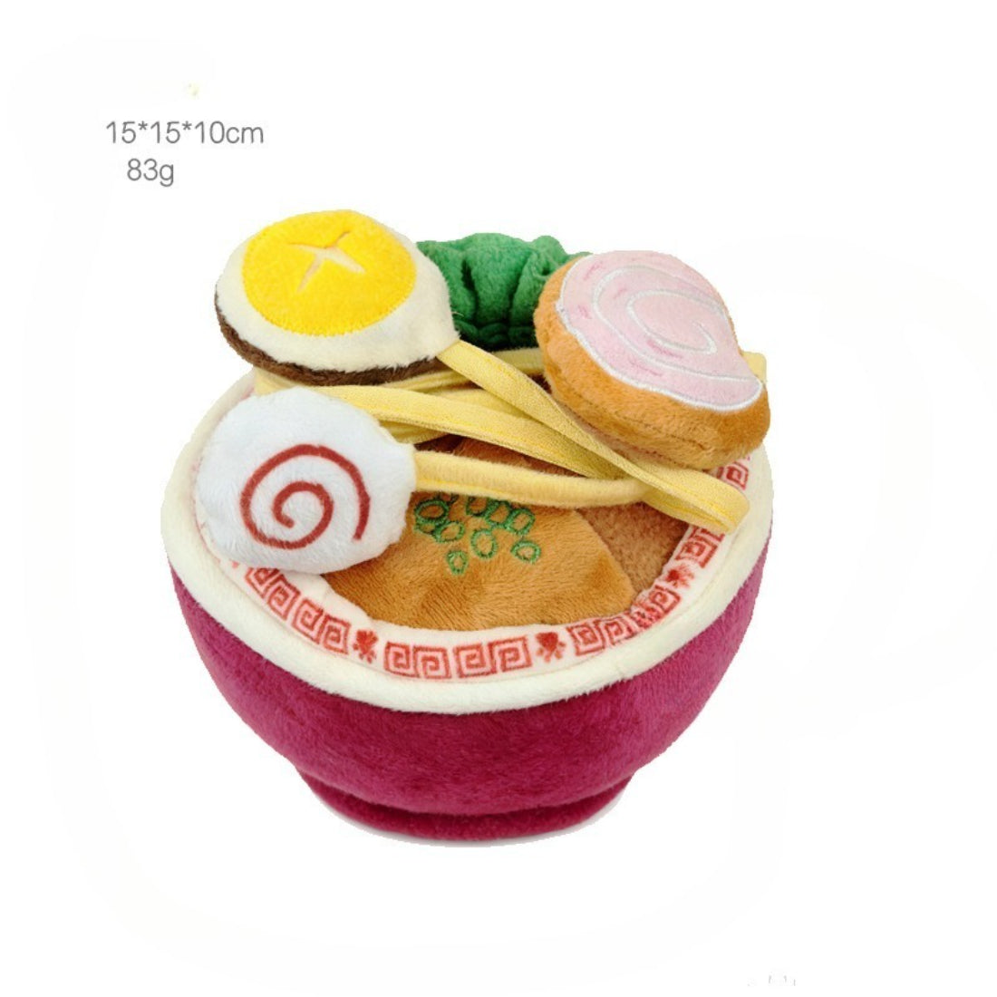 Snuffy Ramen Snuffle Puzzle Dog Toy with vibrant noodle fabric strips arranged in a circle