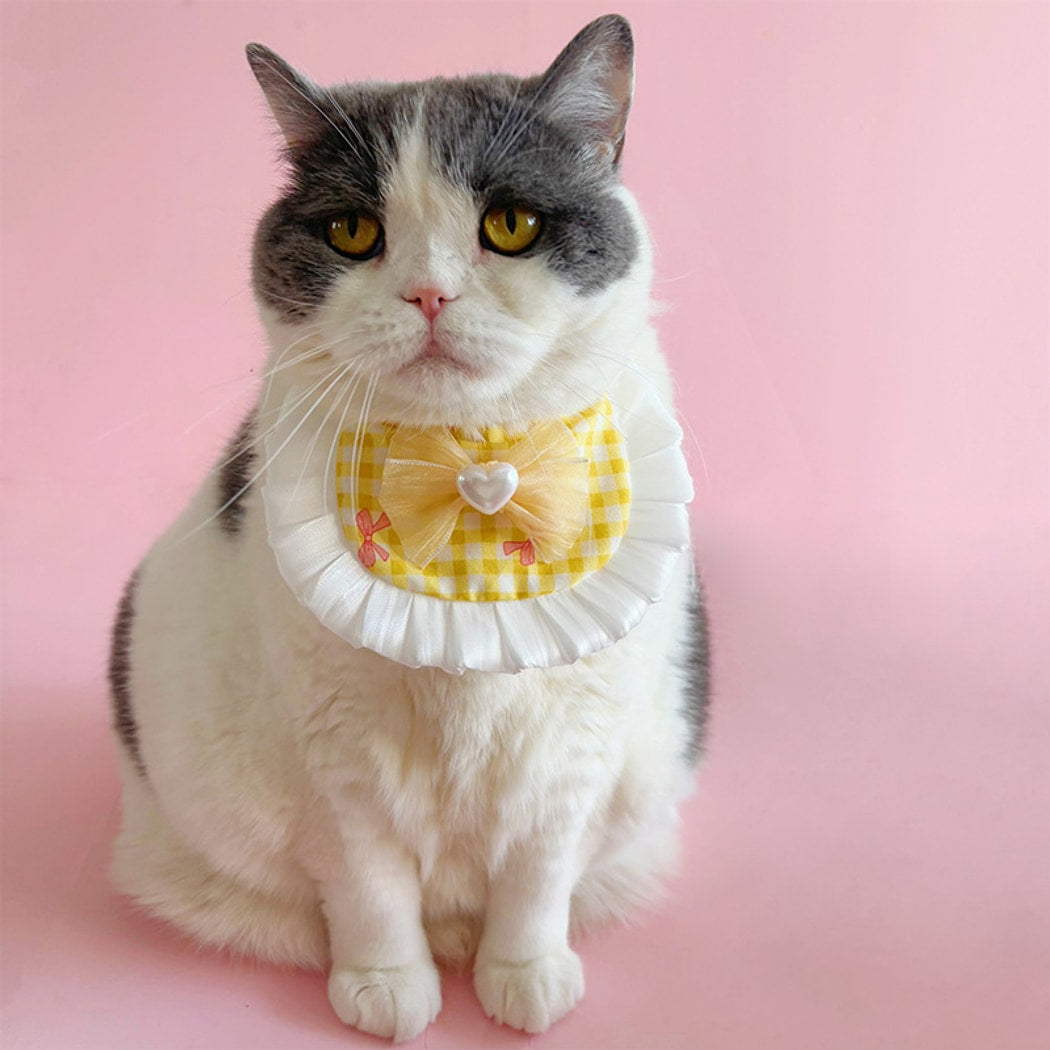 Mokka - Ruffled Tie Strap Cat Bib
