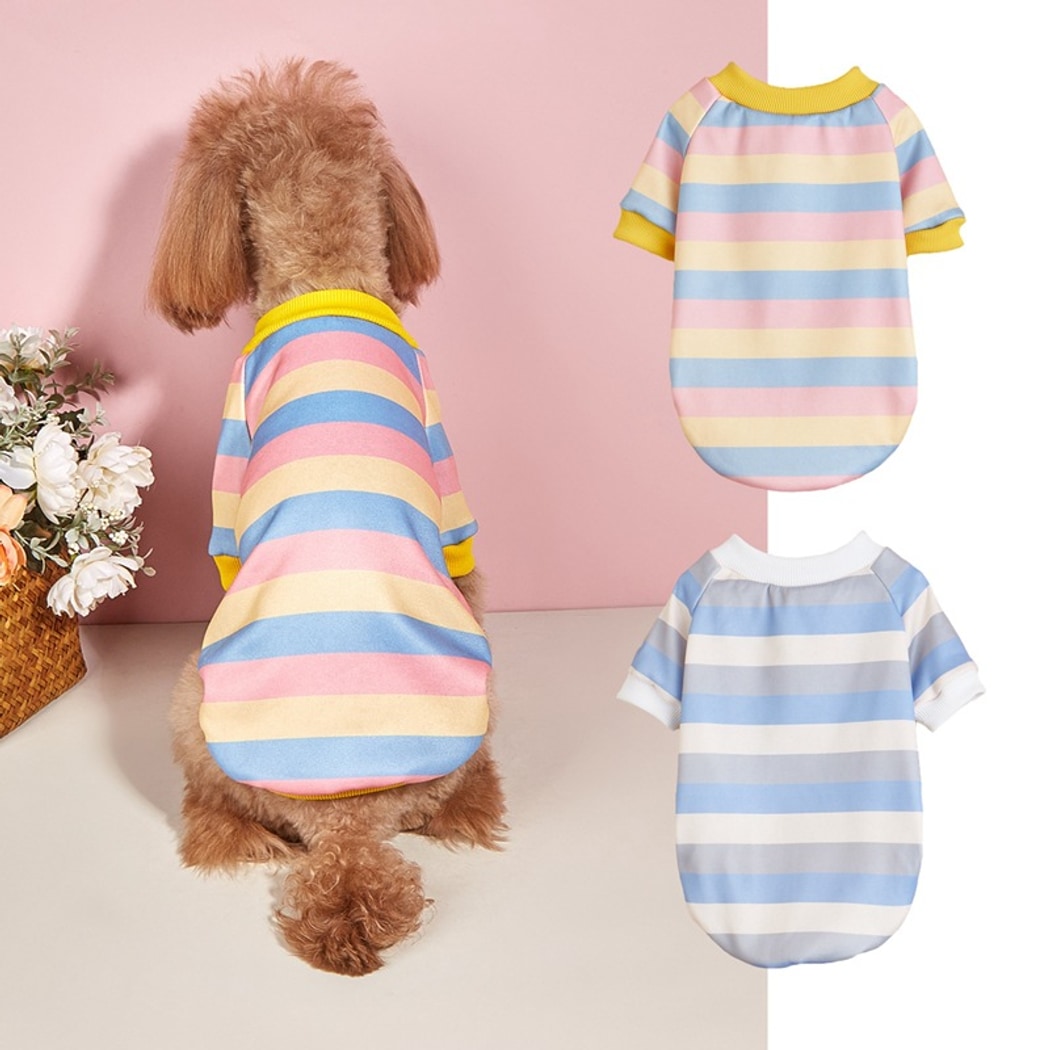 Ozzie - Casual Striped Pet Outfit Dog T-Shirt