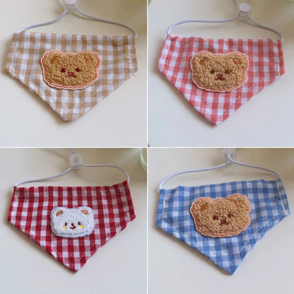 Furbud - Bear Patch Gingham Pet Neckwear