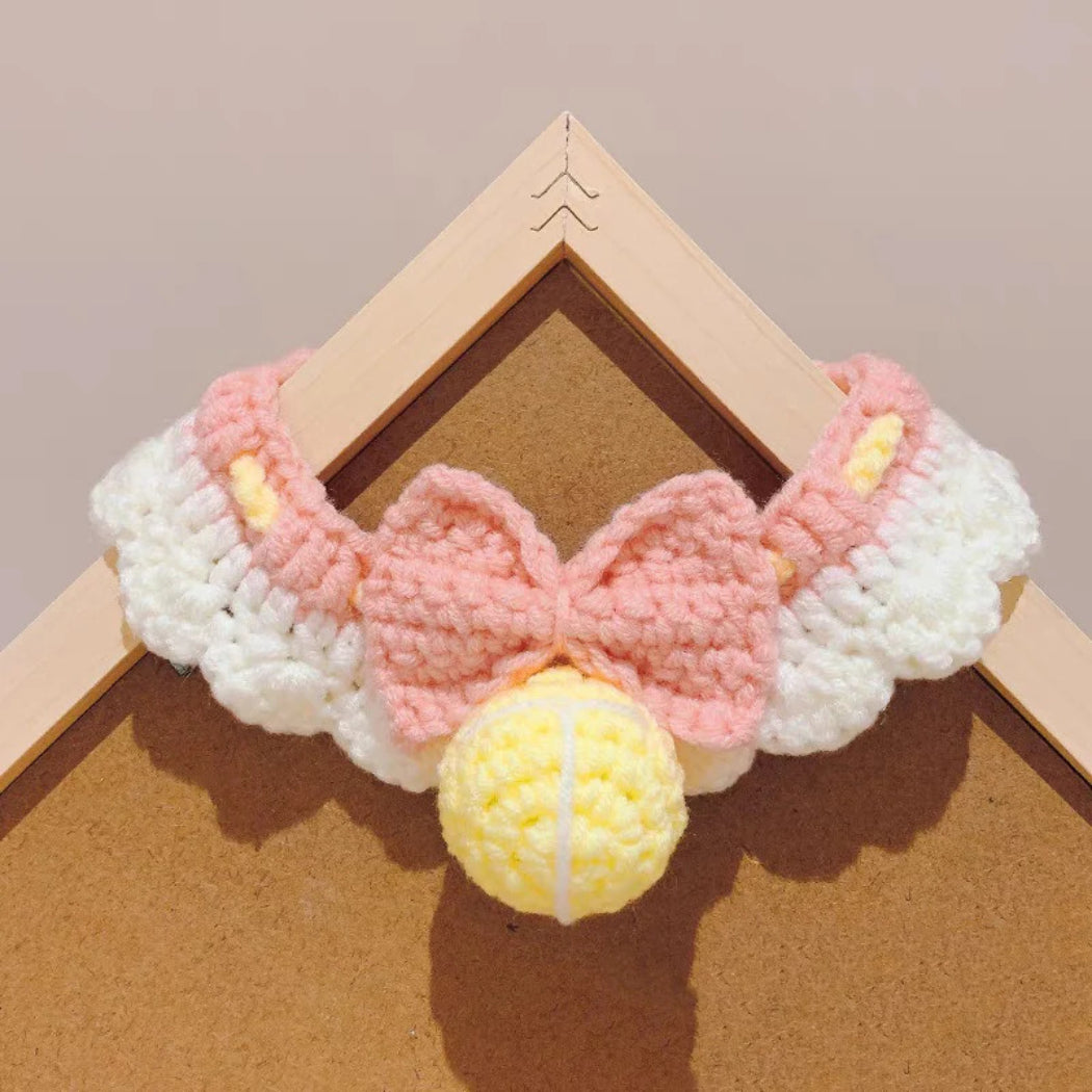 Mokka - Crochet Bow Ball Ruffle Pet Collar