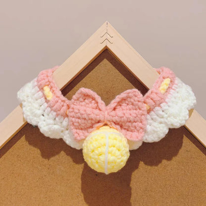 Mokka - Crochet Bow Ball Ruffle Pet Collar