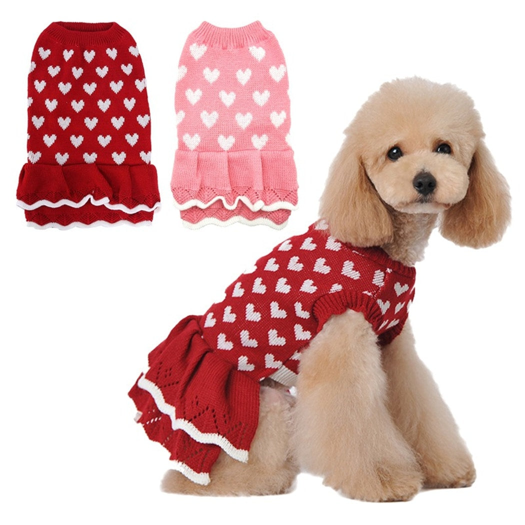 Ozzie - Princess Style Heart Motif Pet Sweater