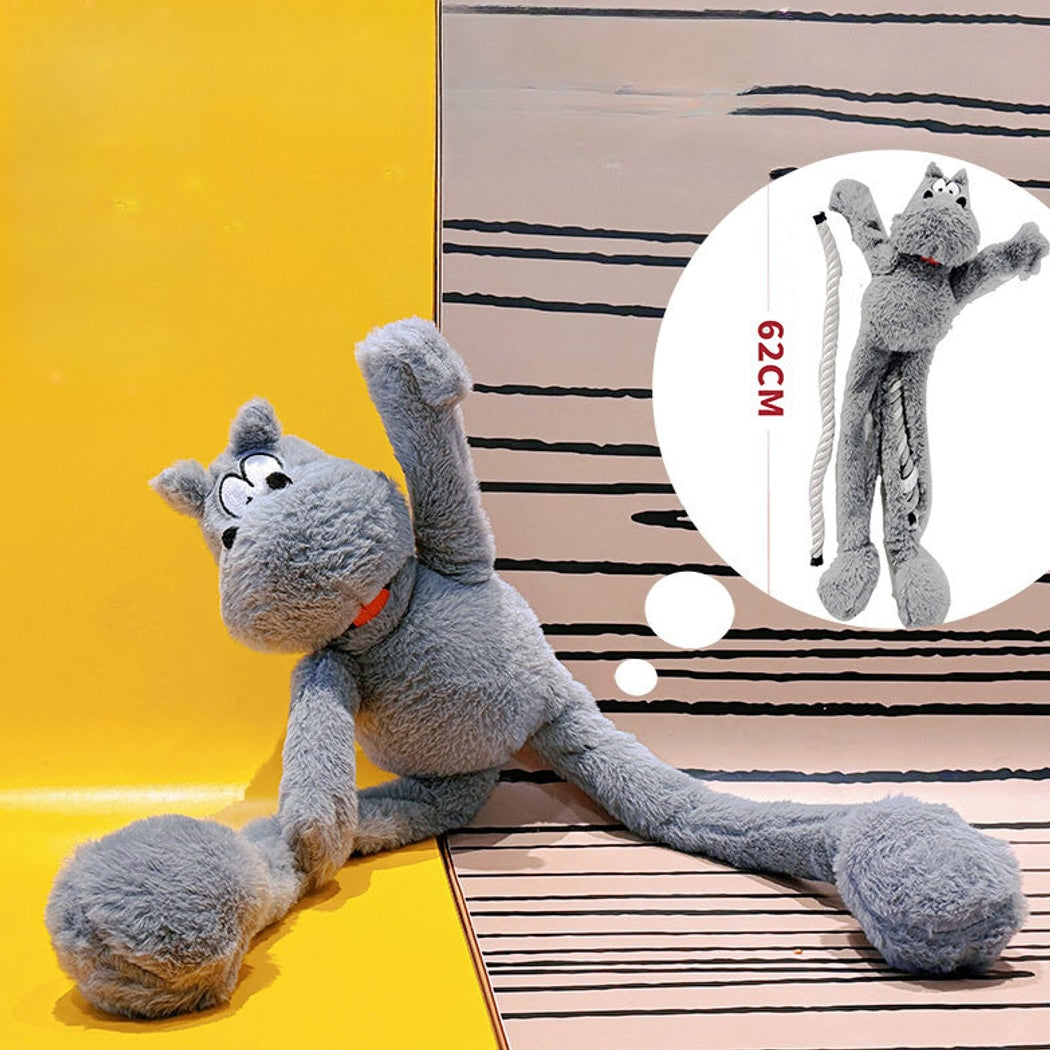 Petkin - Squeaky Plush Hippo Shaped Rope Design Dog Toy