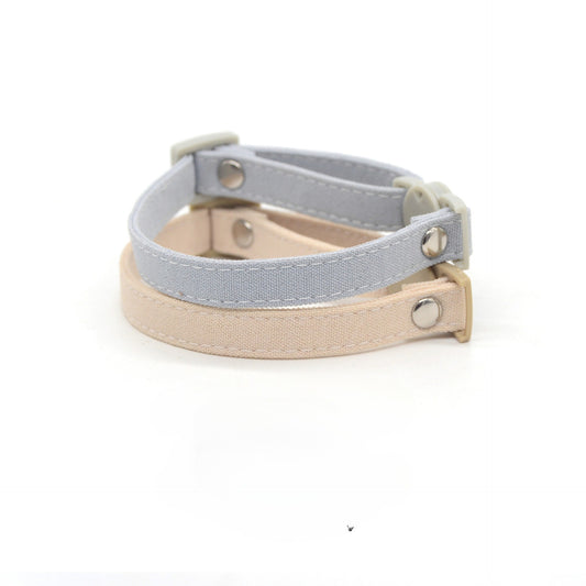 Close-up of Mokka cat collar showing adjustable strap and breakaway breakaway clasp