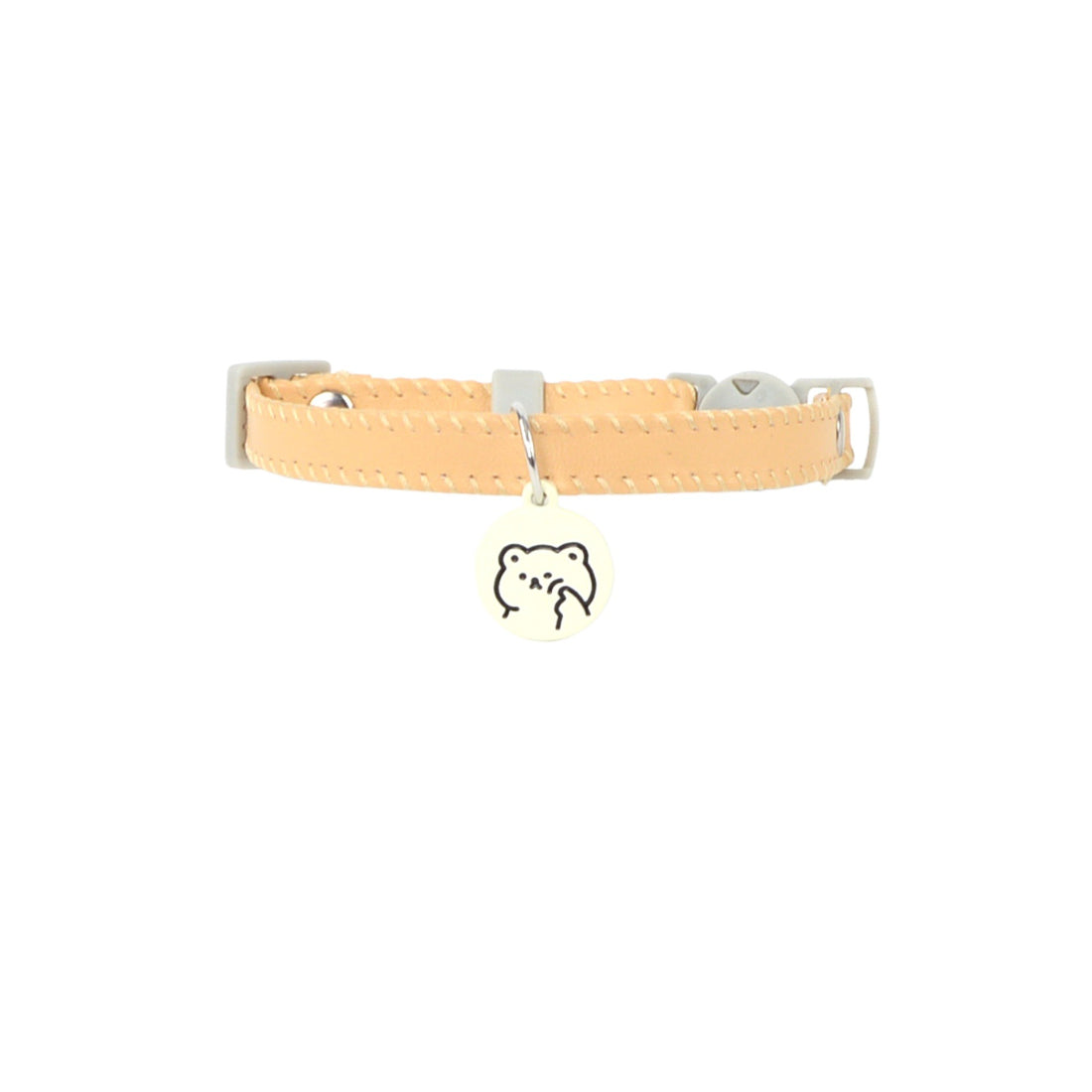 Mokka breakaway cat collar with cartoon charm placed on white background for product display