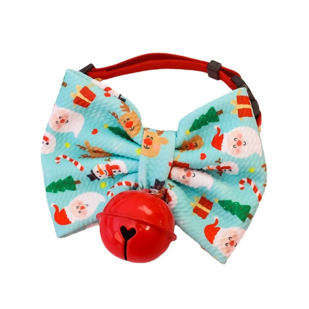 Christmoo - Holiday Print Pet Collar with Bow Accent