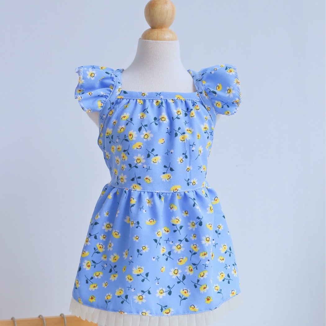 Ozzie - Blue Floral Ruffle Pet Dress