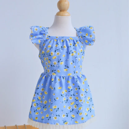 Ozzie - Blue Floral Ruffle Pet Dress