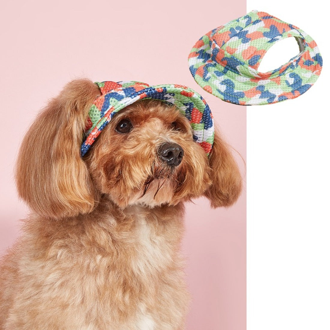 Ozzie dog visor cap displayed flat showing curved visor and mesh material