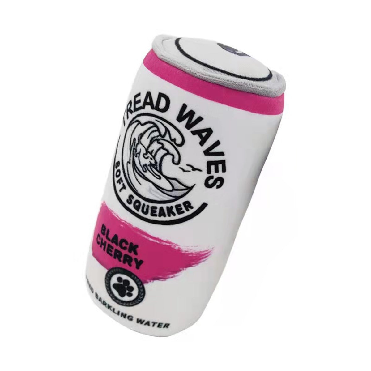 Close-up of Petkin Plush Soda Can Dog Toy showing fabric texture