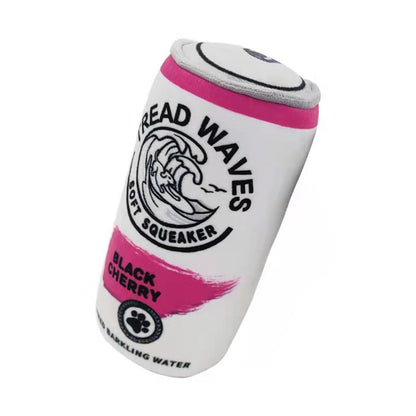 Close-up of Petkin Plush Soda Can Dog Toy showing fabric texture