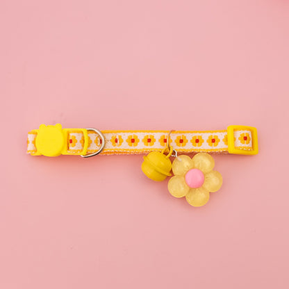 Mokka - Embroidered Flower Bell Cat Collar