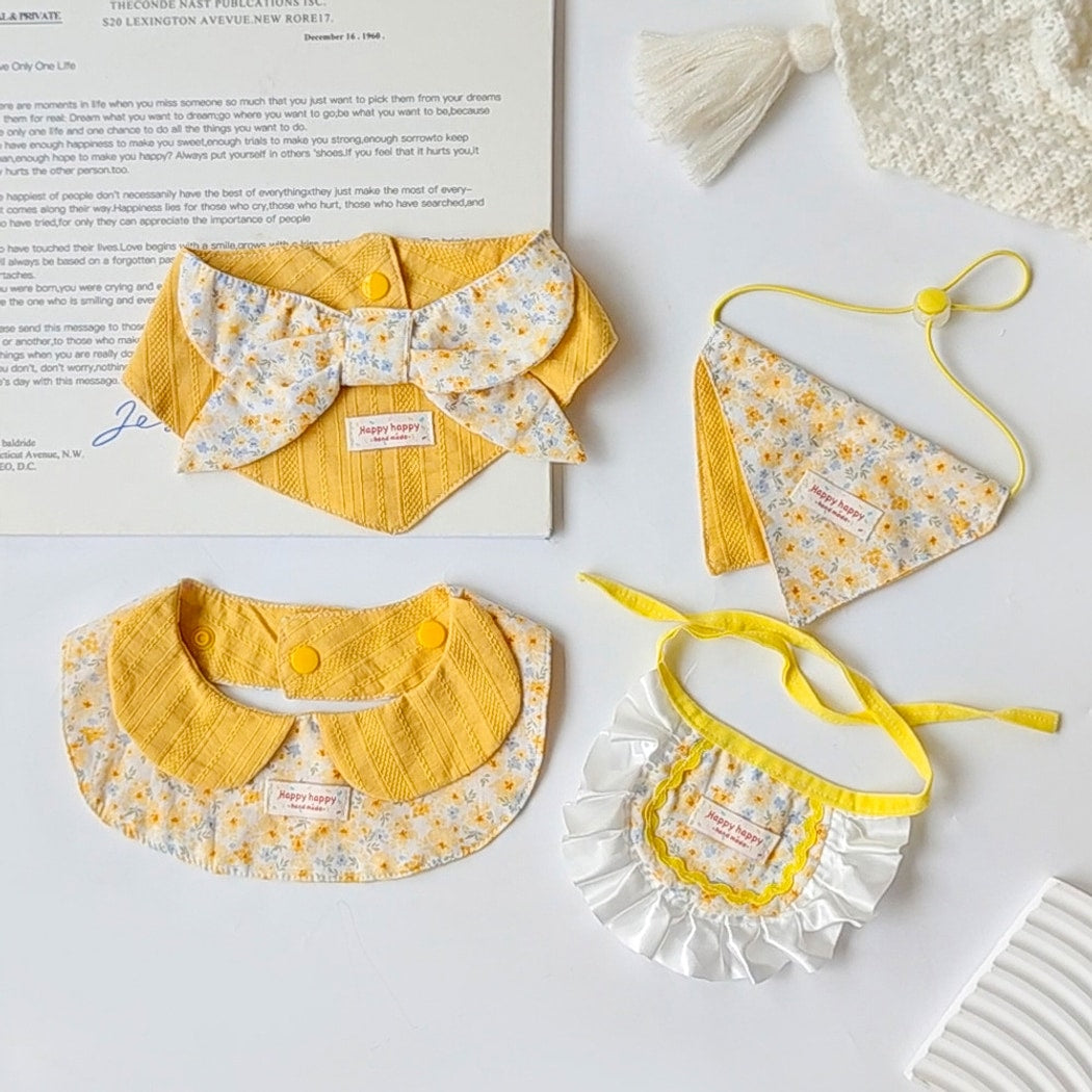 Mokka - Yellow Tones Floral Pattern Pet Bib
