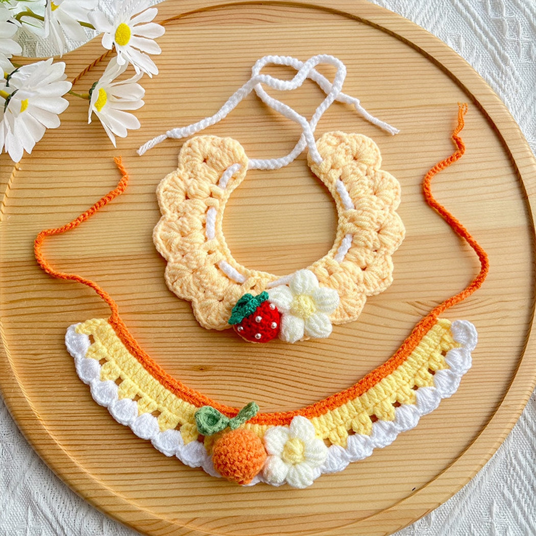 Mokka - Scalloped Floral Tie-On Princess Cat Collar