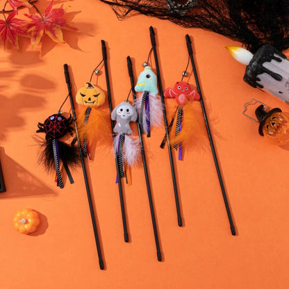 Moo - Halloween Bell & Feather Trim Cat Wand Toy