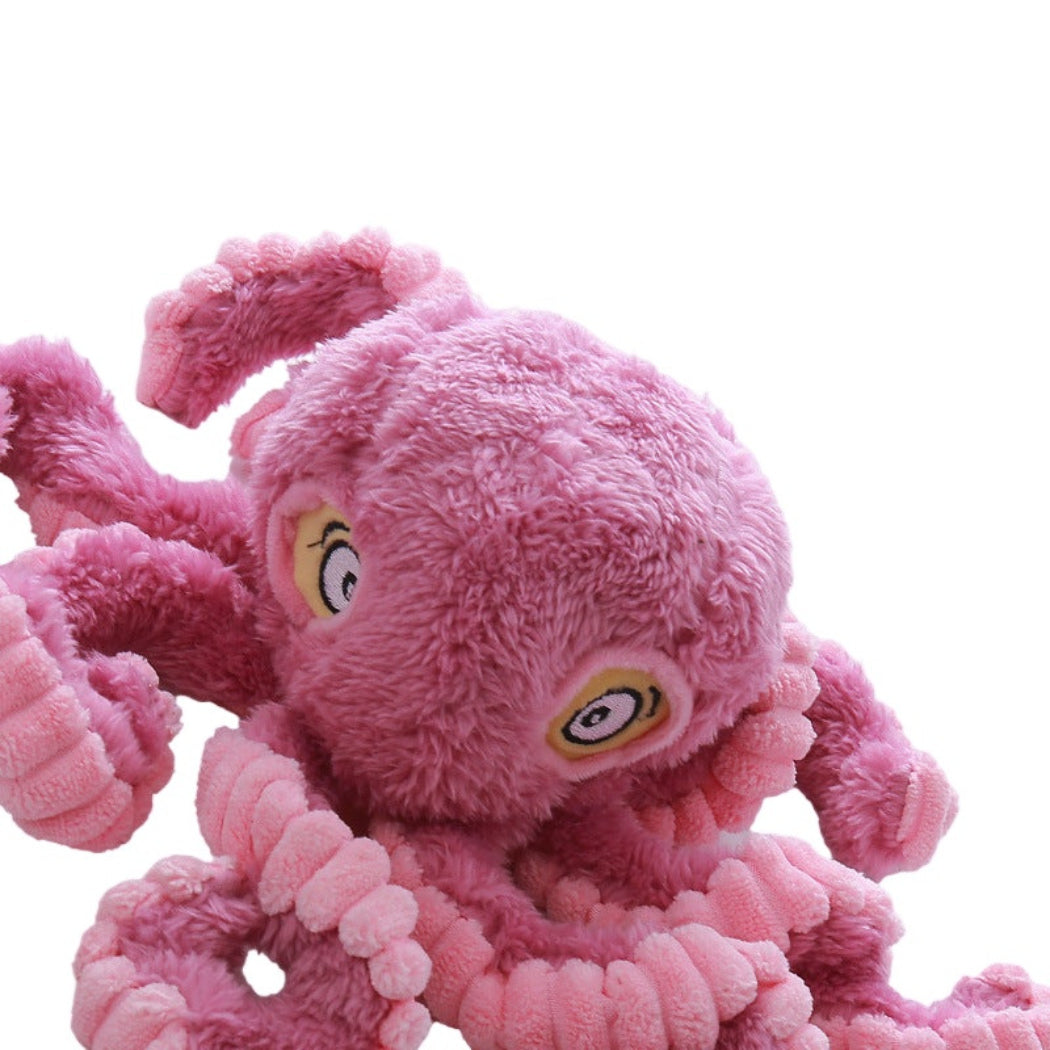 Petkin - Plush Octopus with Stitched Eyes Dog Toy