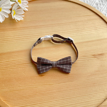 Mokka - British Plaid Bow Tie Cat Collar