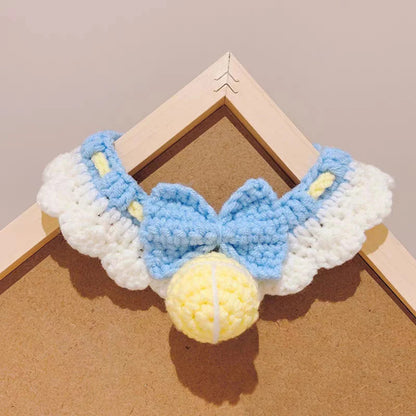 Mokka - Crochet Bow Ball Ruffle Pet Collar