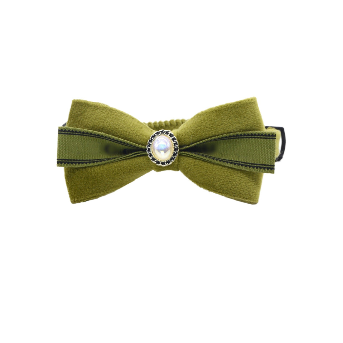 Close-up of Mokka Ribbon Bow Breakaway Collar showing bow detail and clasp