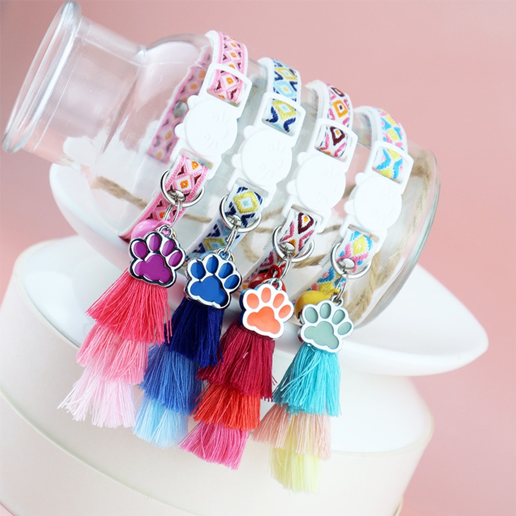 Mokka - Patterned Cat Collar with Tassel Accent