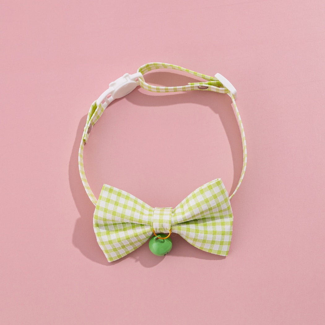 Mokka - Gingham Bell Accent Adjustable Cat Collar