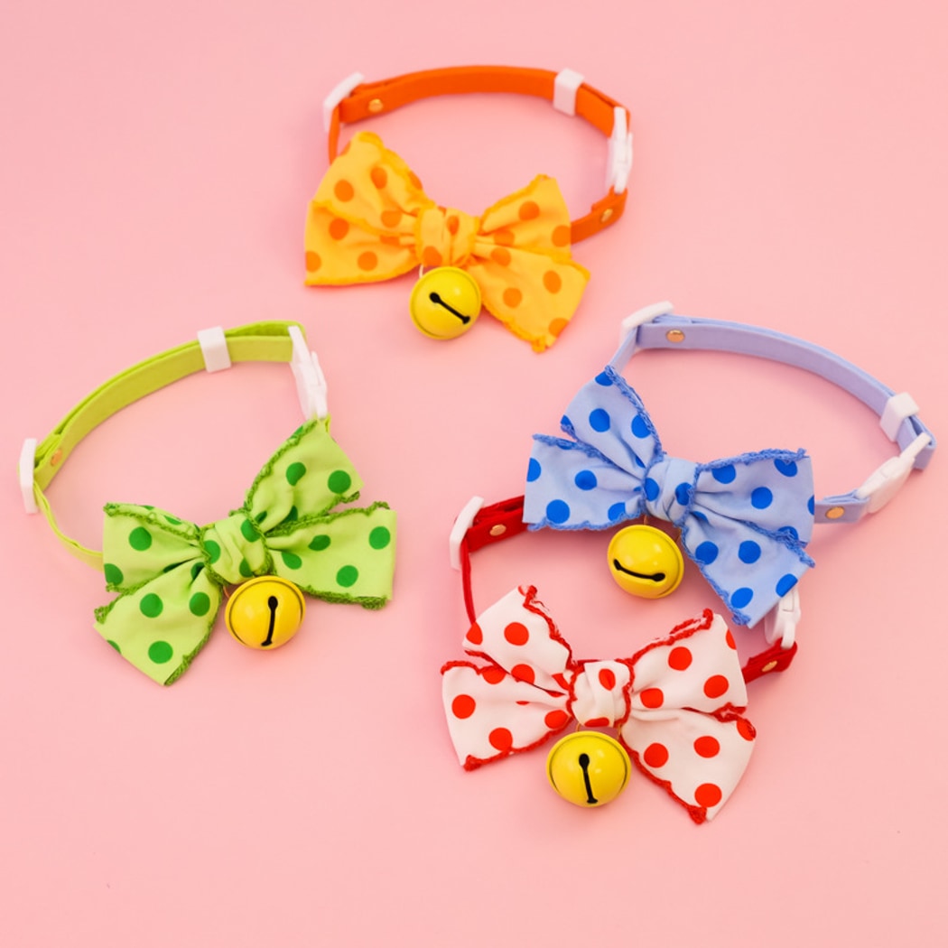 Mokka - Polka Dot Bow Bell Cat Collar