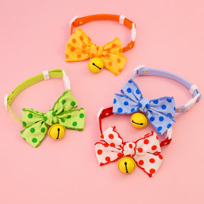 Mokka - Polka Dot Bow Bell Cat Collar