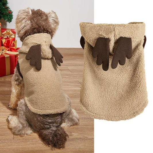 Christmoo - Christmas Hooded Antler Plush Pet Costume Vest