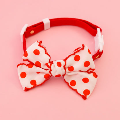 Mokka - Polka Dot Bow Bell Cat Collar