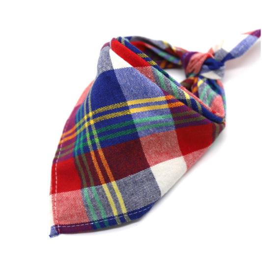 Furbud - Red & Blue Winter Plaid Pet Bandana