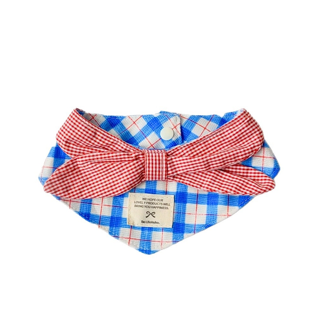 Mokka - Rustic Red and Blue Plaid Pet Bib