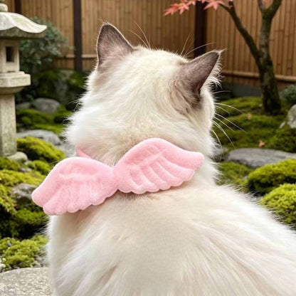 Close-up of Mokka Angel Wing Cat Collar highlighting the angel wing detail and buckle