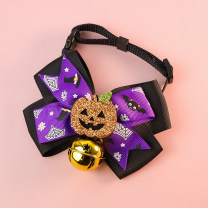 Halloweek - Bell Accent Pumpkin Bow Tie Pet Collar