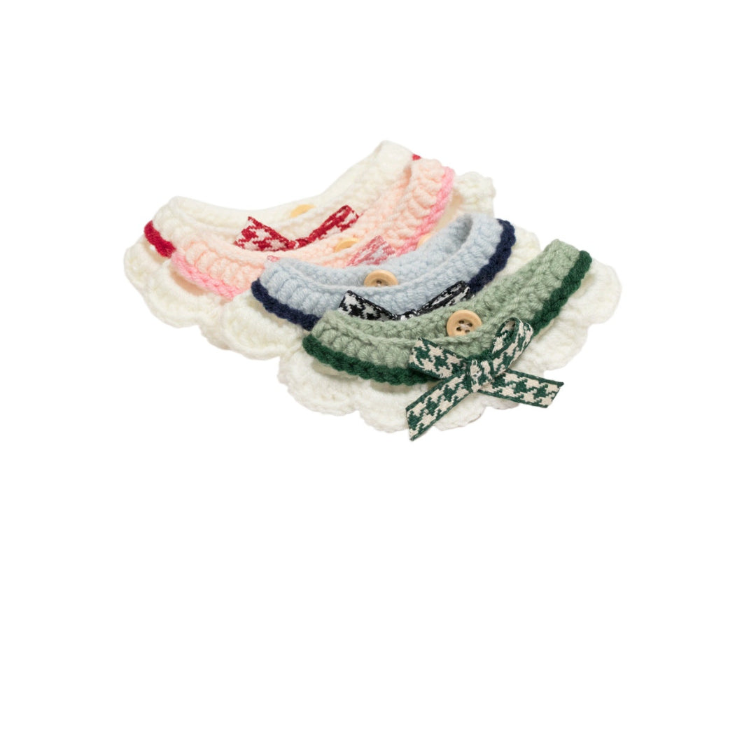 Mokka - Houndstooth Bow Scalloped Cat Neckwear