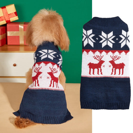 Christmoo - Christmas-Themed Navy Blue Pet Sweater